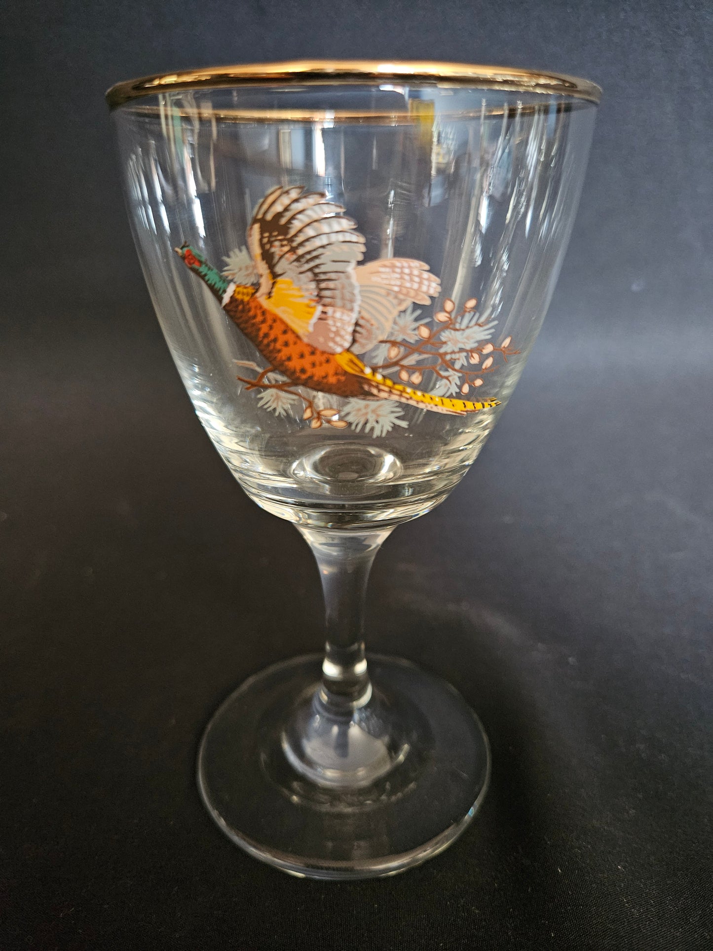 4 flying pheasant wine glasses
