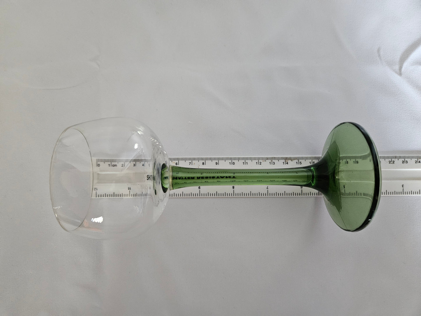 4 Vintage French Tall Olive Green Stemmed Wine Glasses
