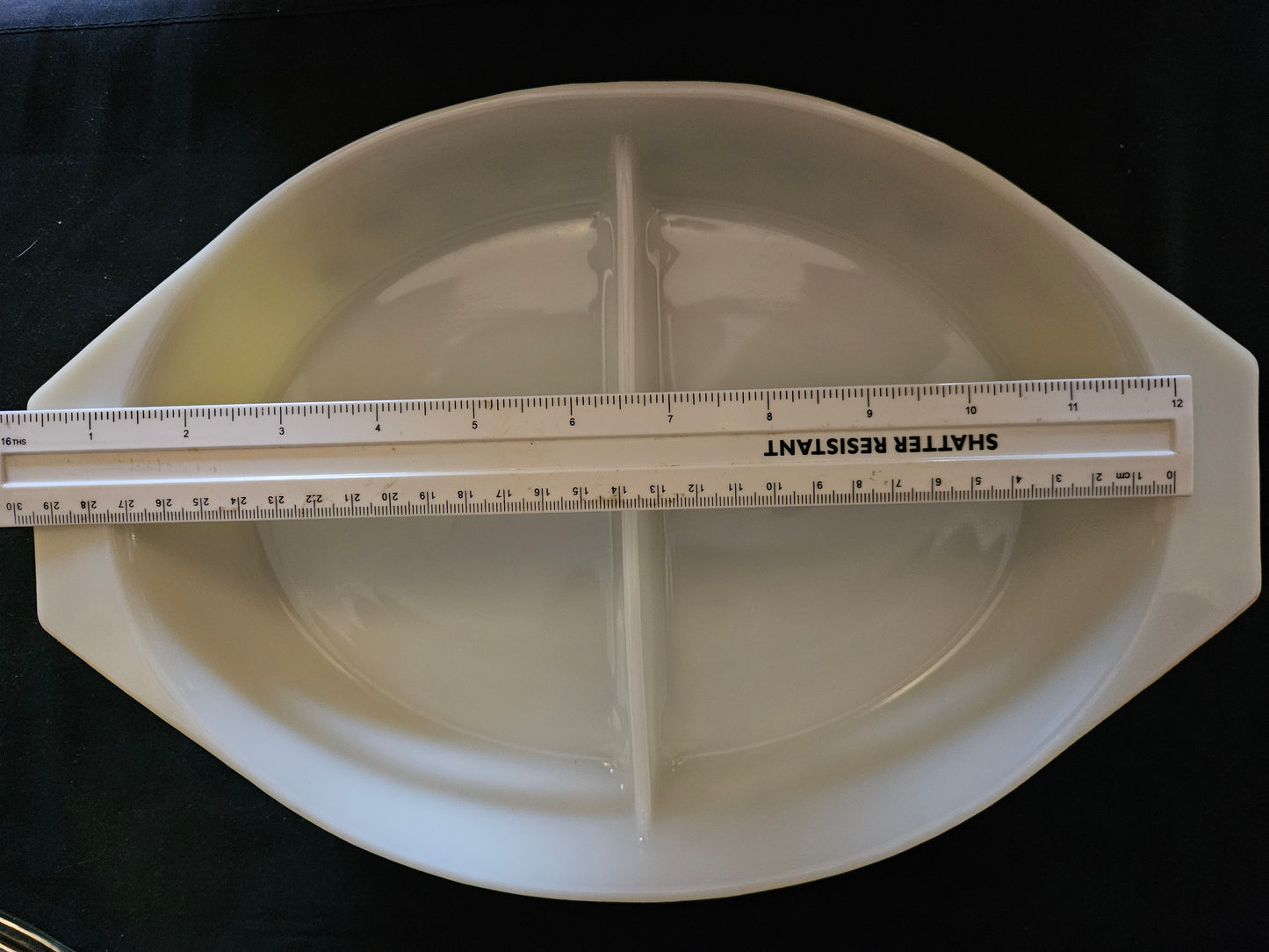 Pyrex Gaiety Yellow and Black Divided Dish with Lid