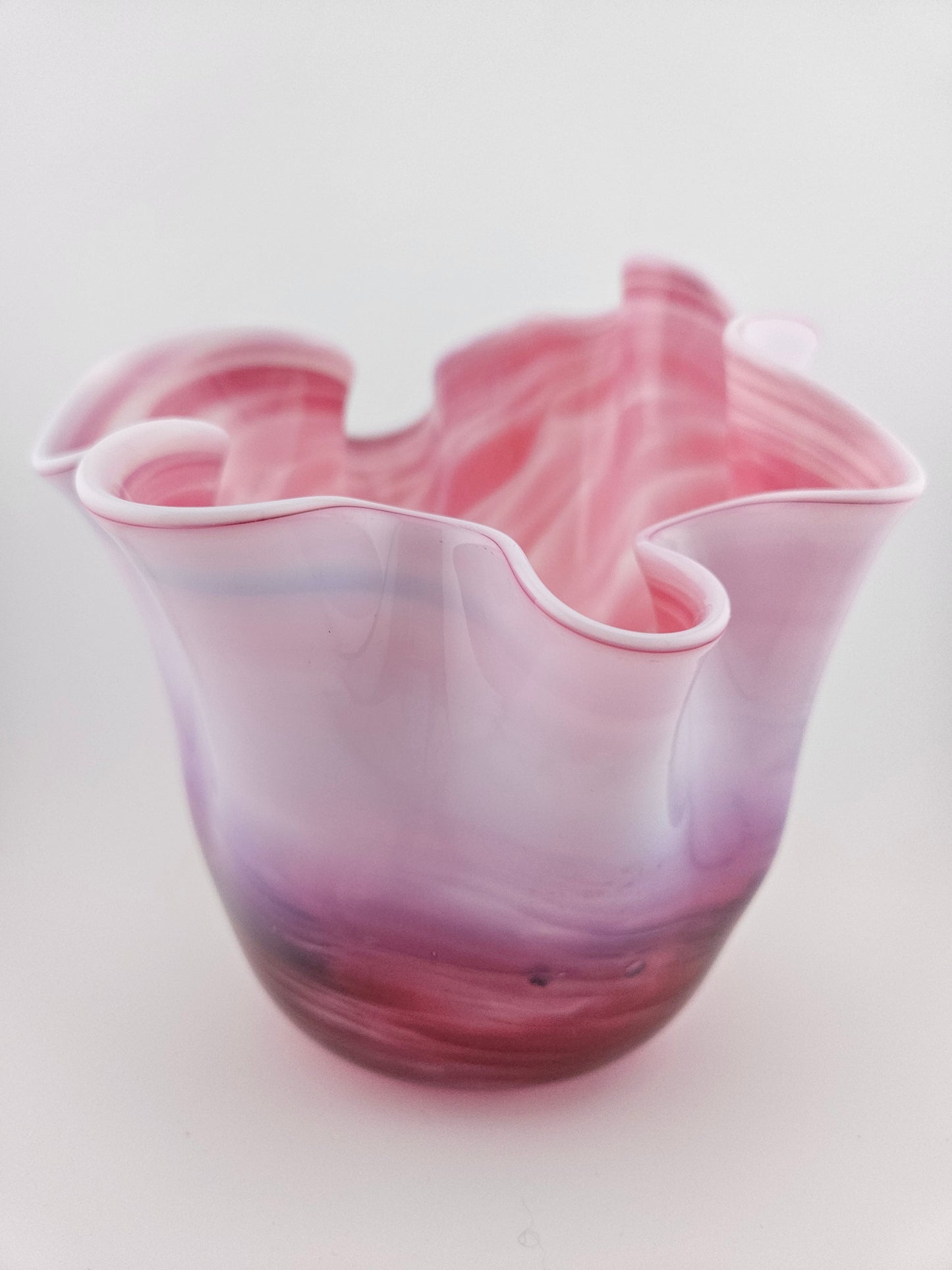 Opal and Pink Art Glass Vase