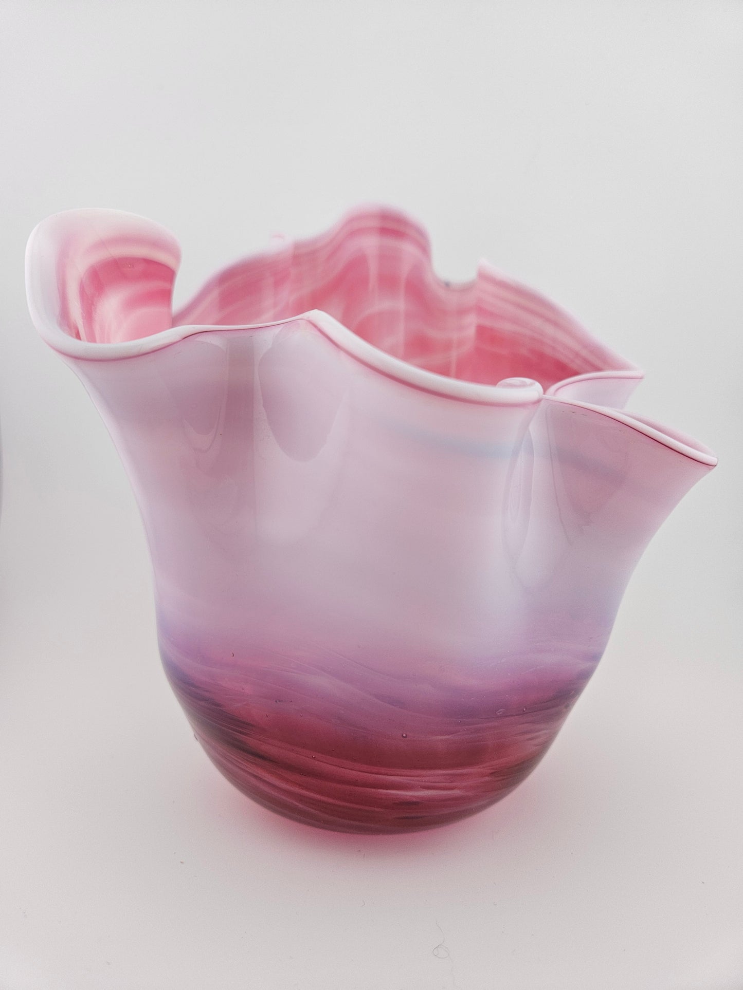 Opal and Pink Art Glass Vase