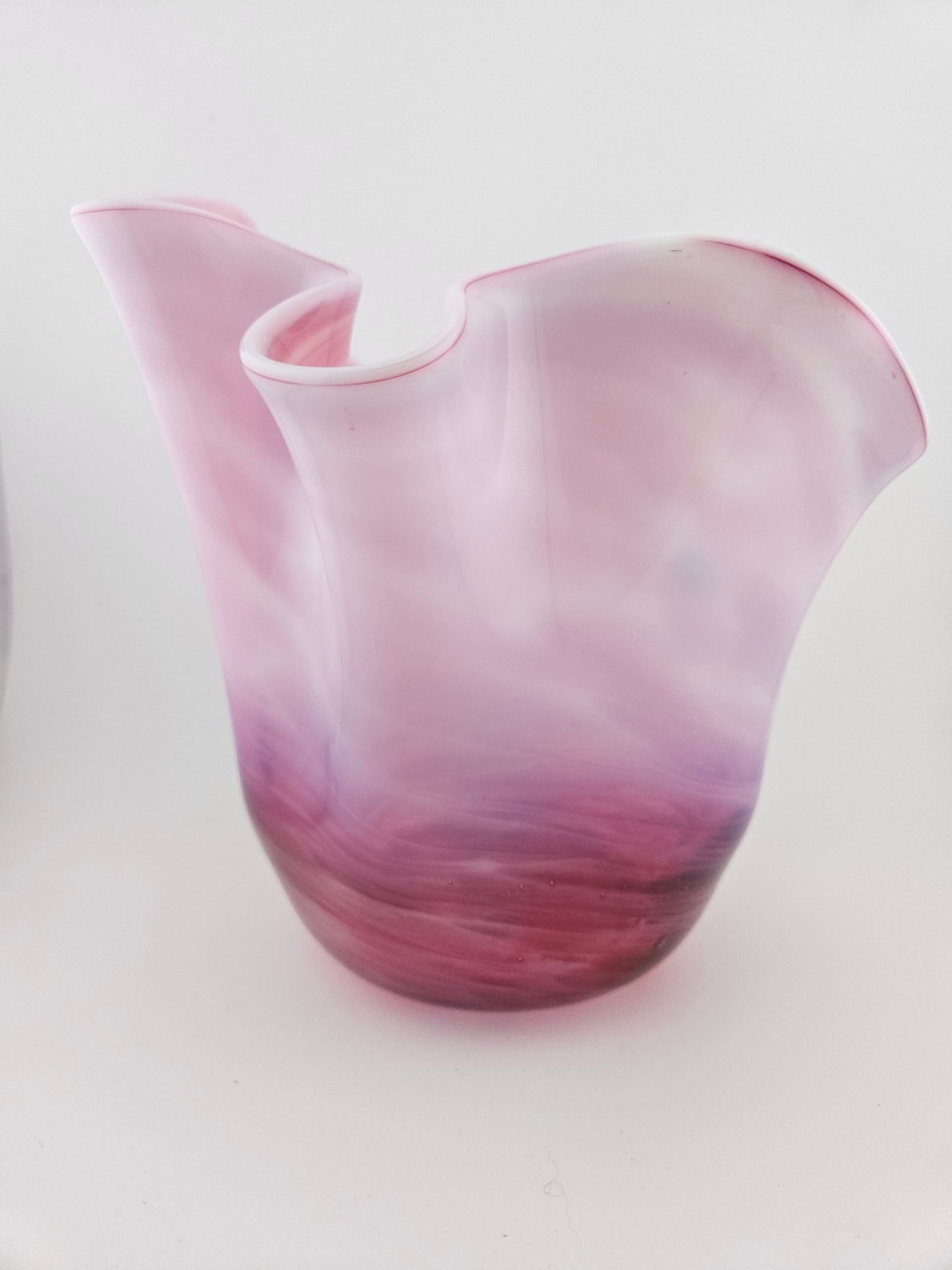 Opal and Pink Art Glass Vase