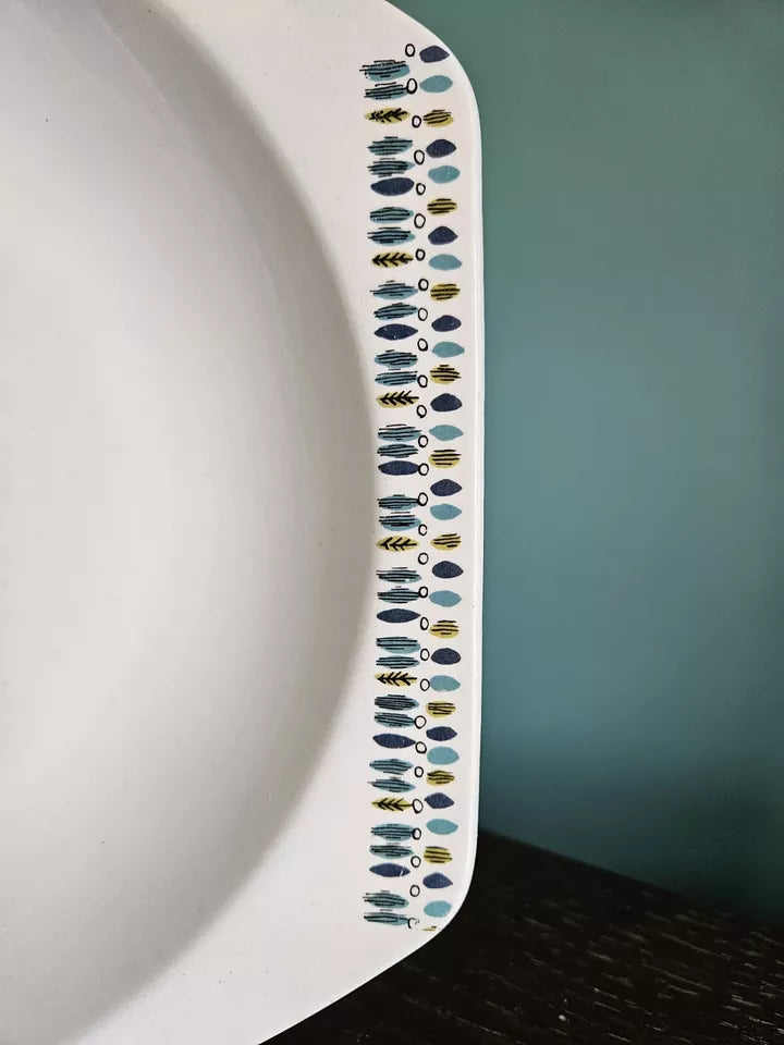 J&G Meakin Studio Serving Plate Blue Feathers/Leaves