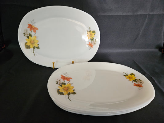 4 Vintage Pyrex Autumn Glory Oval Steak Plates