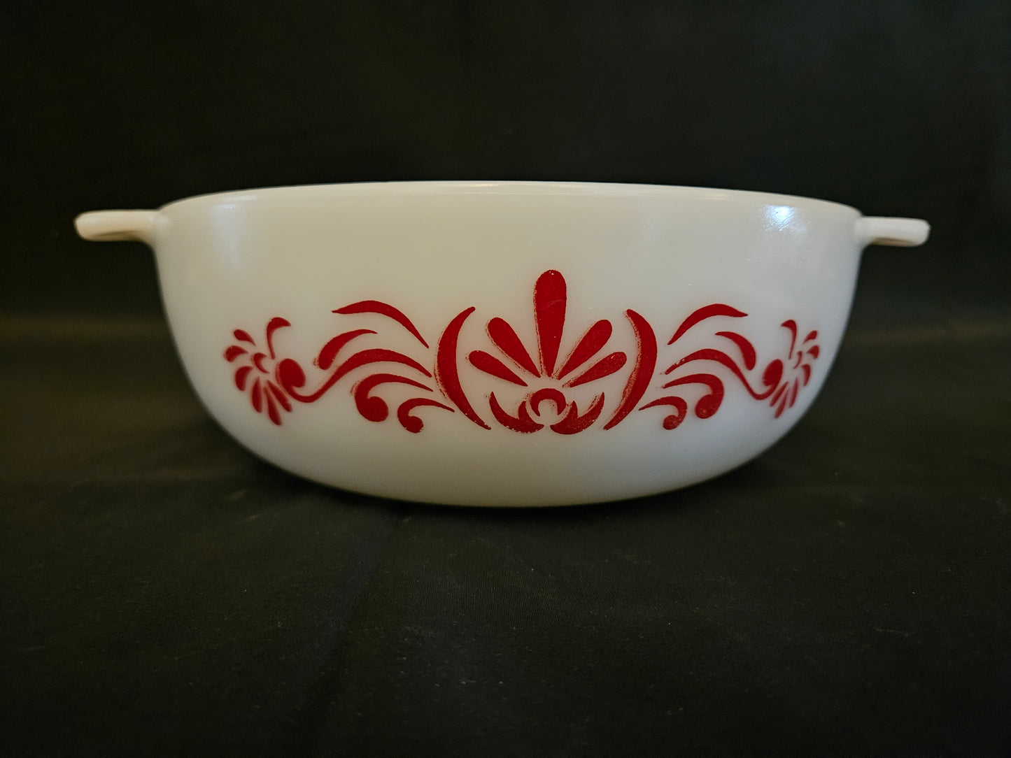 Pyrex Red Scroll Eared Casserole