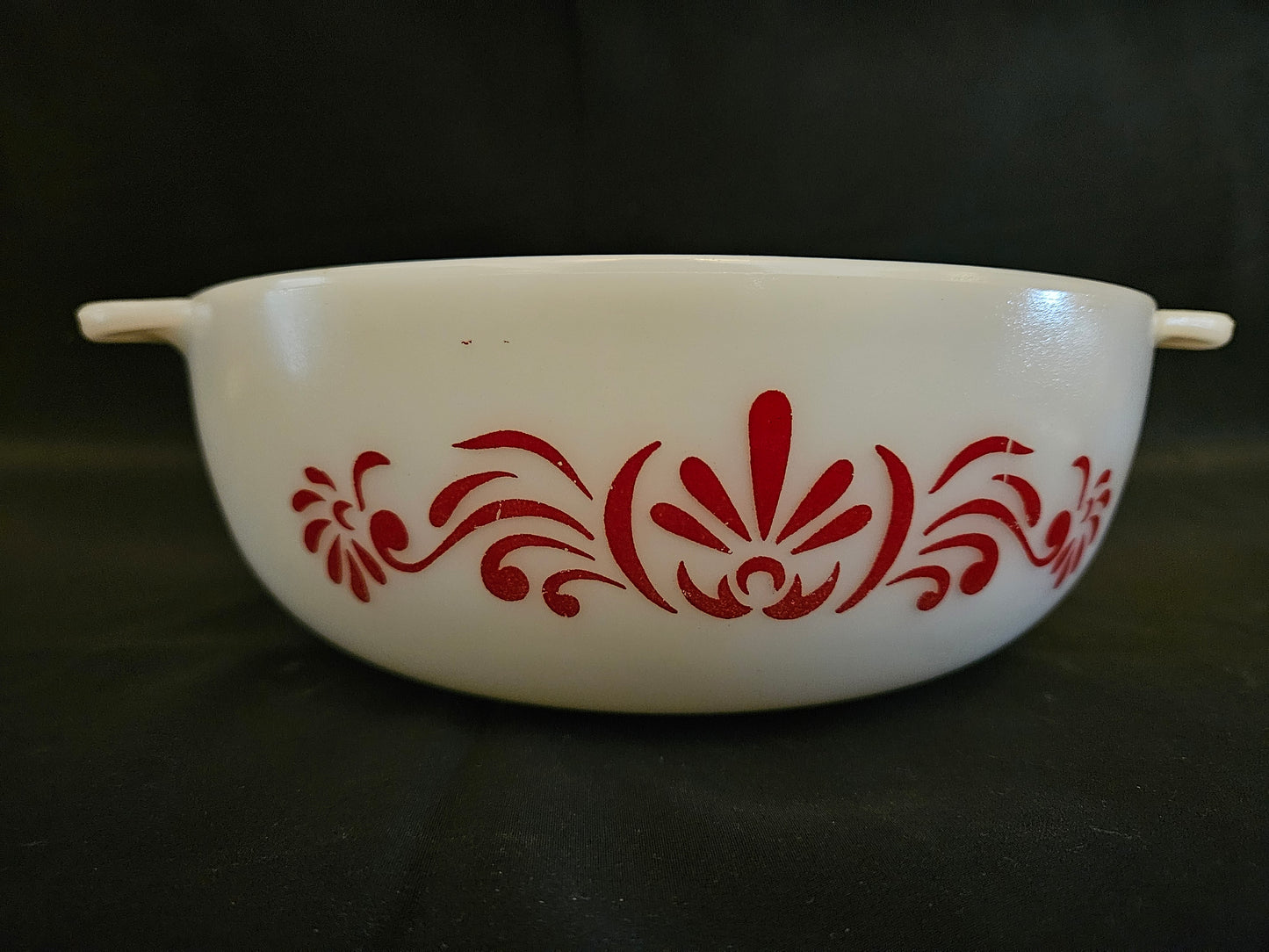 Pyrex Red Scroll Eared Casserole