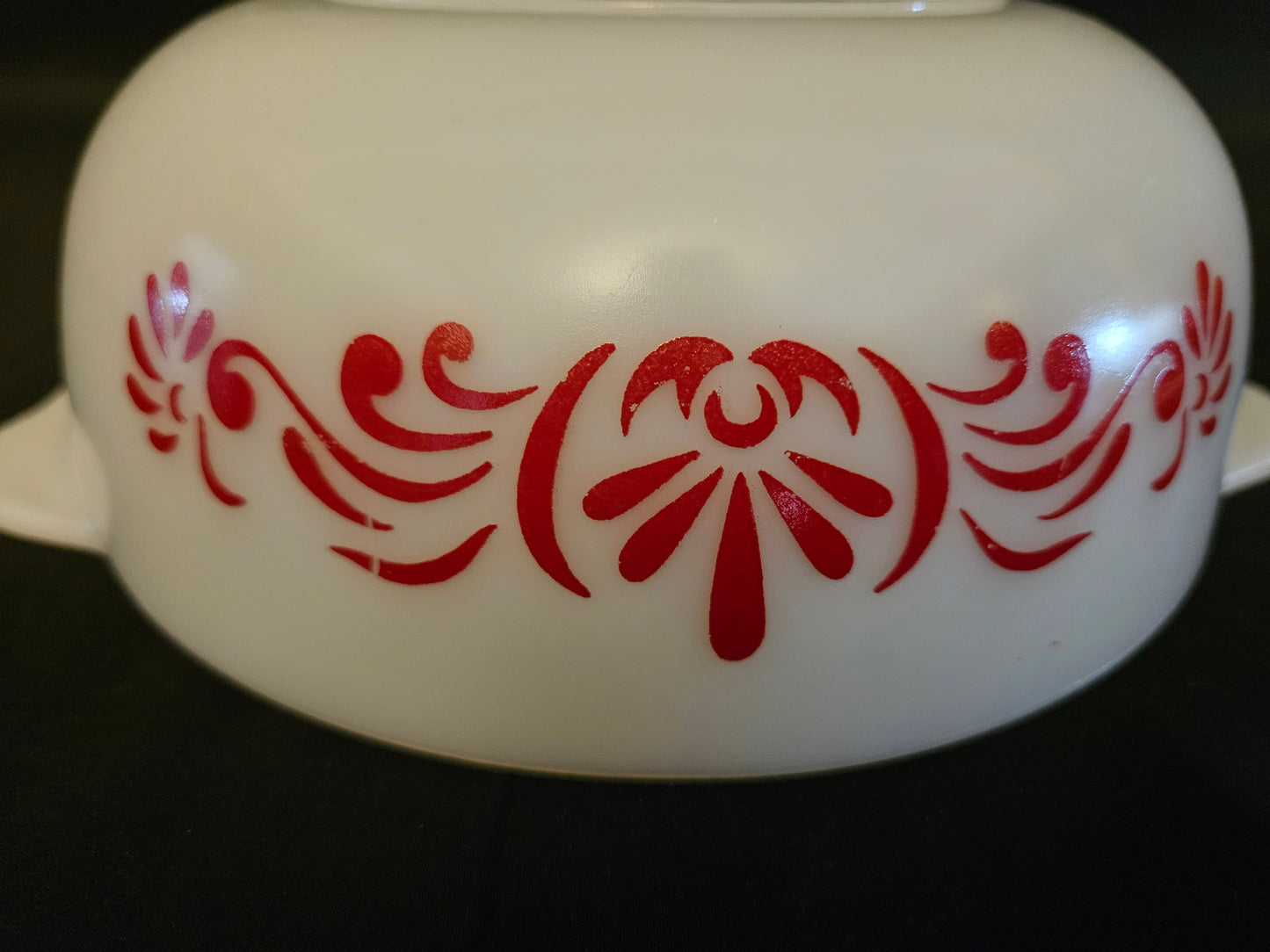 Pyrex Red Scroll Eared Casserole