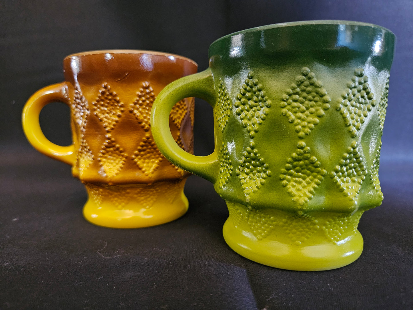 2 Vintage Anchor Hocking Fire King 'Kimberley' Textured Mugs