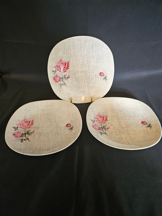 3 Vintage J&G Meakin SOL Maid of Honour 22cm Square Plates