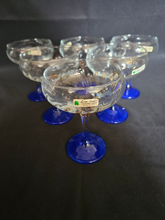 6 Italian 1980s Champagne Coupes / Saucers