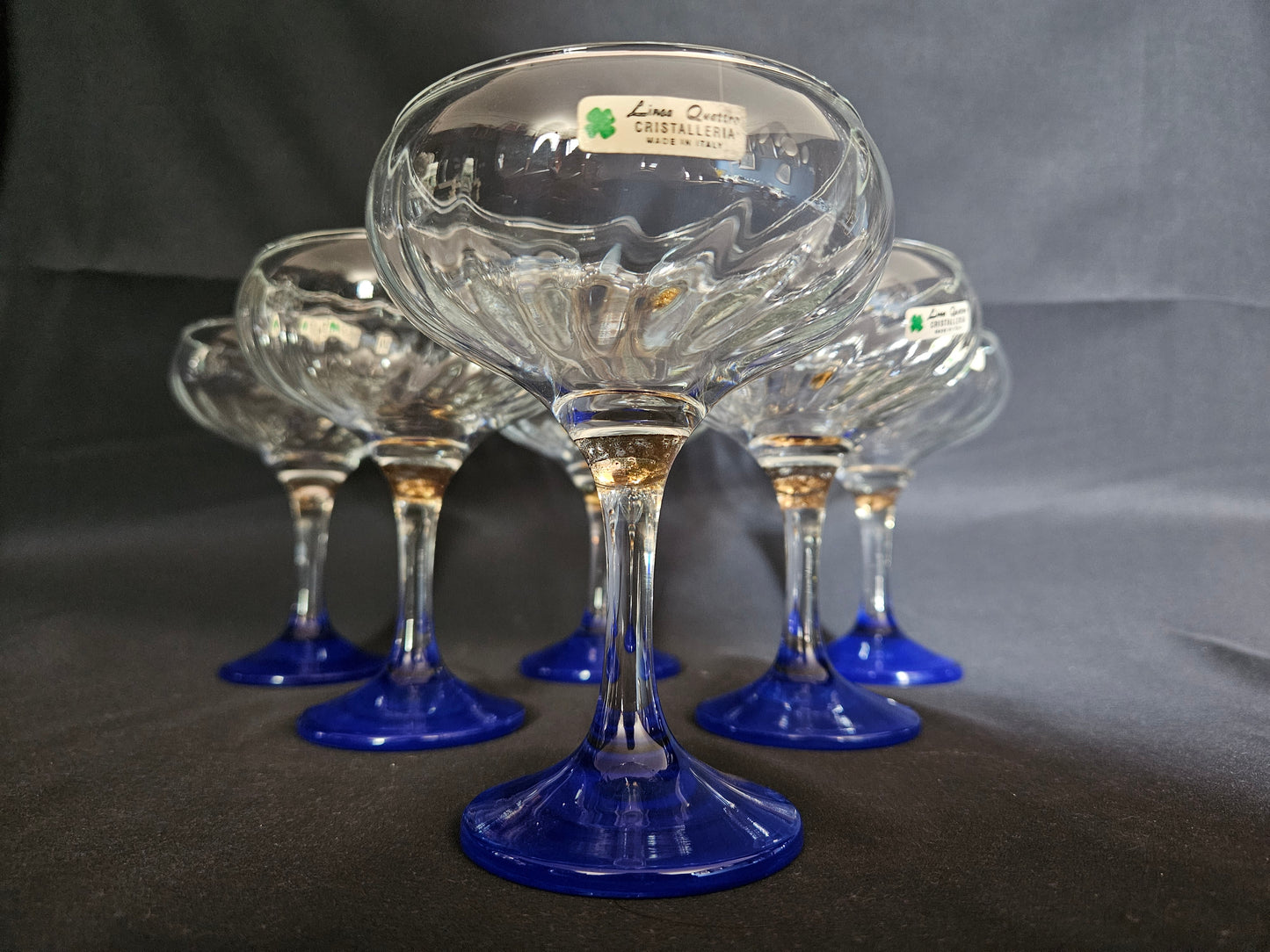 6 Italian 1980s Champagne Coupes / Saucers