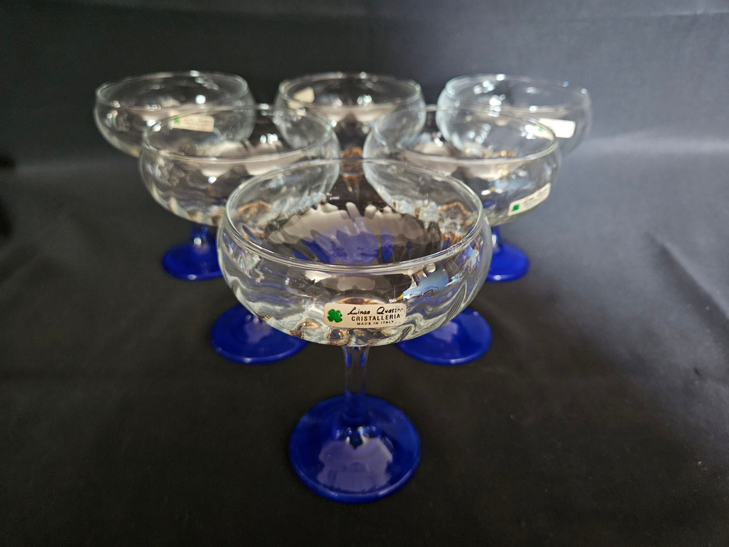 6 Italian 1980s Champagne Coupes / Saucers