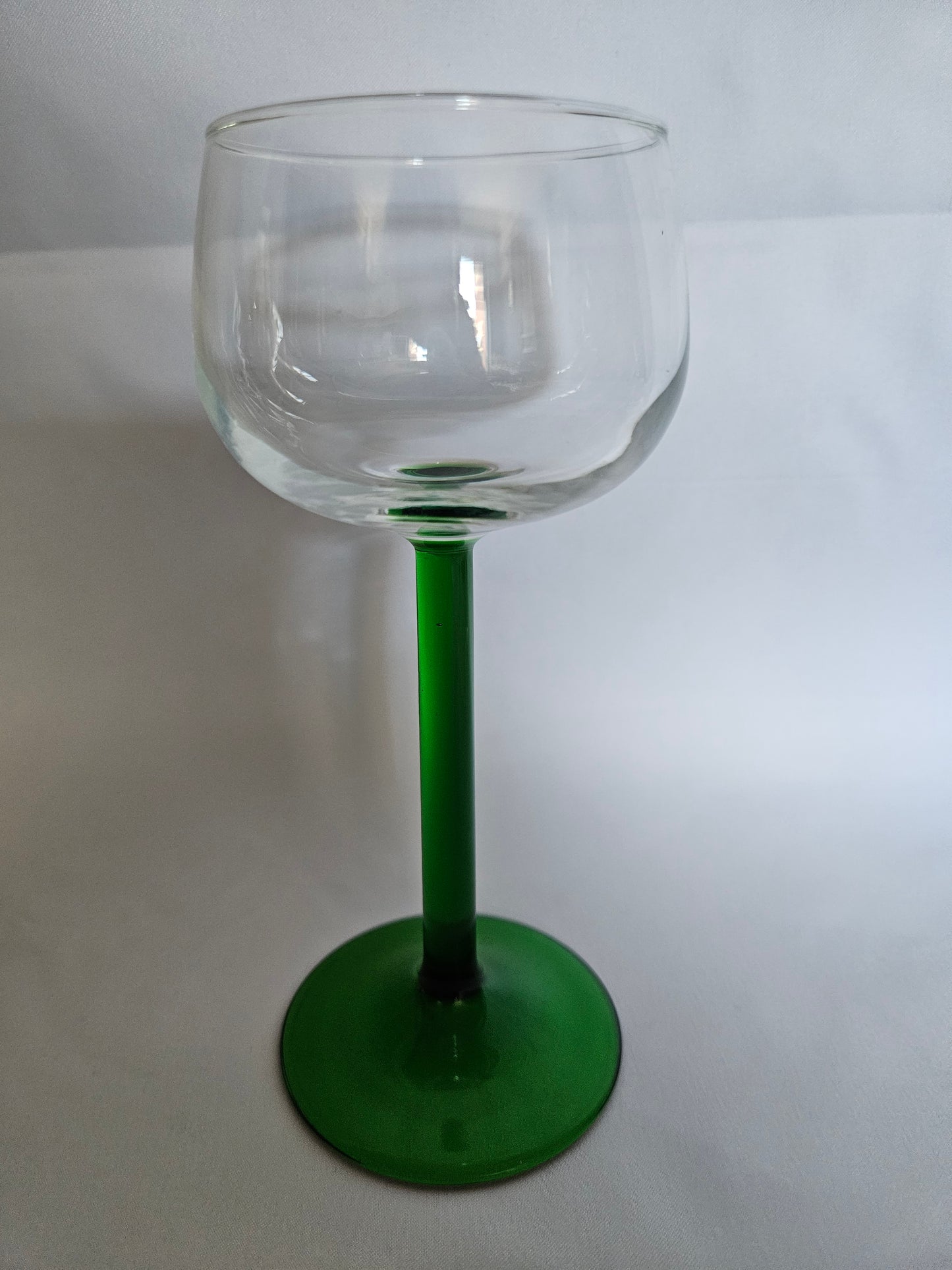 4 Vintage French Tall Green Stemmed Wine Glasses