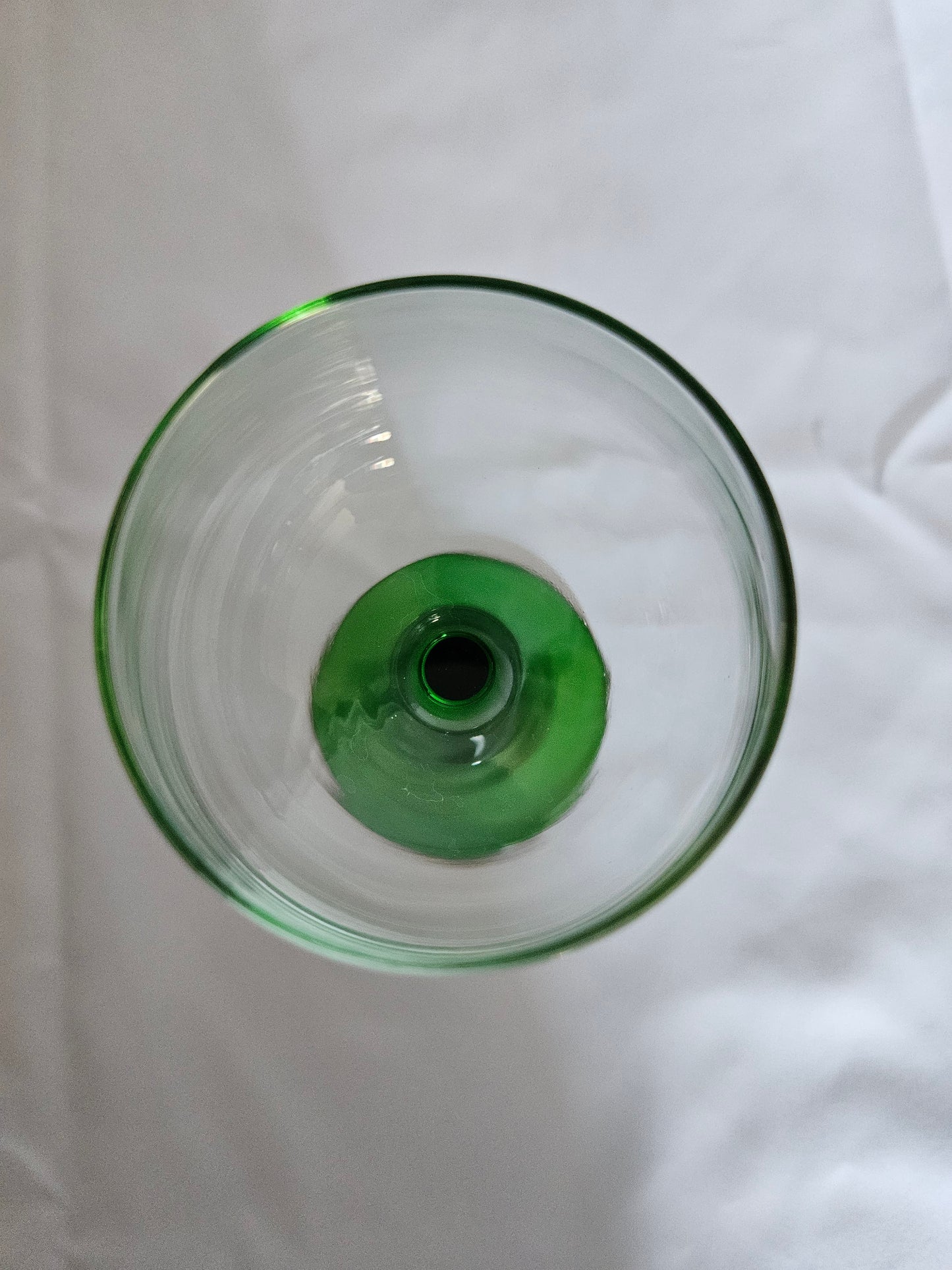 4 Vintage French Tall Green Stemmed Wine Glasses