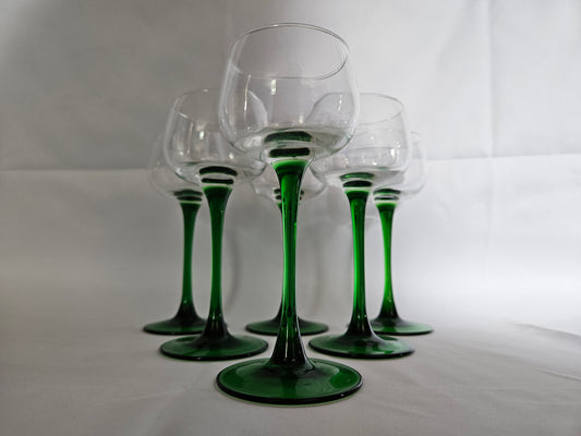 6 Vintage French Luminarc Tall Stemmed Wine Glasses