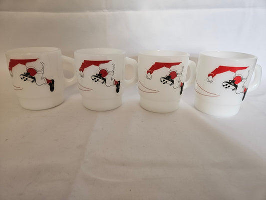 4 Vintage Termocrisa Milk Glass Football Mugs