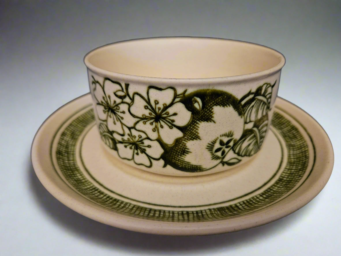 4 Soup Bowls and Saucers - J&G Meakin, Applegrove, Trend