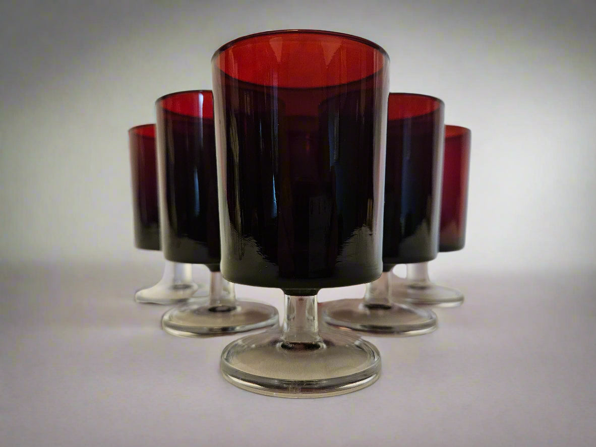 6 Luminarc Red Cavalier 11.5cm  Wine Glasses