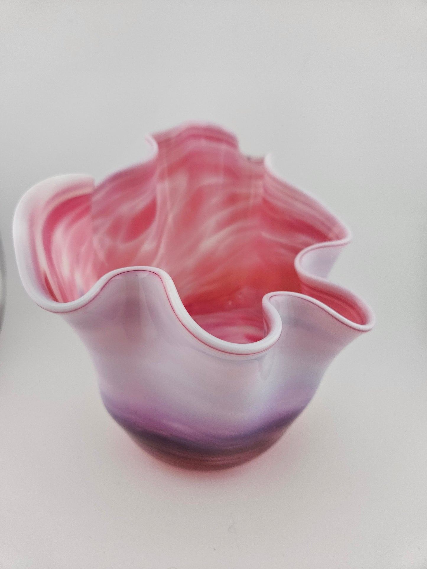 Opal and Pink Art Glass Vase