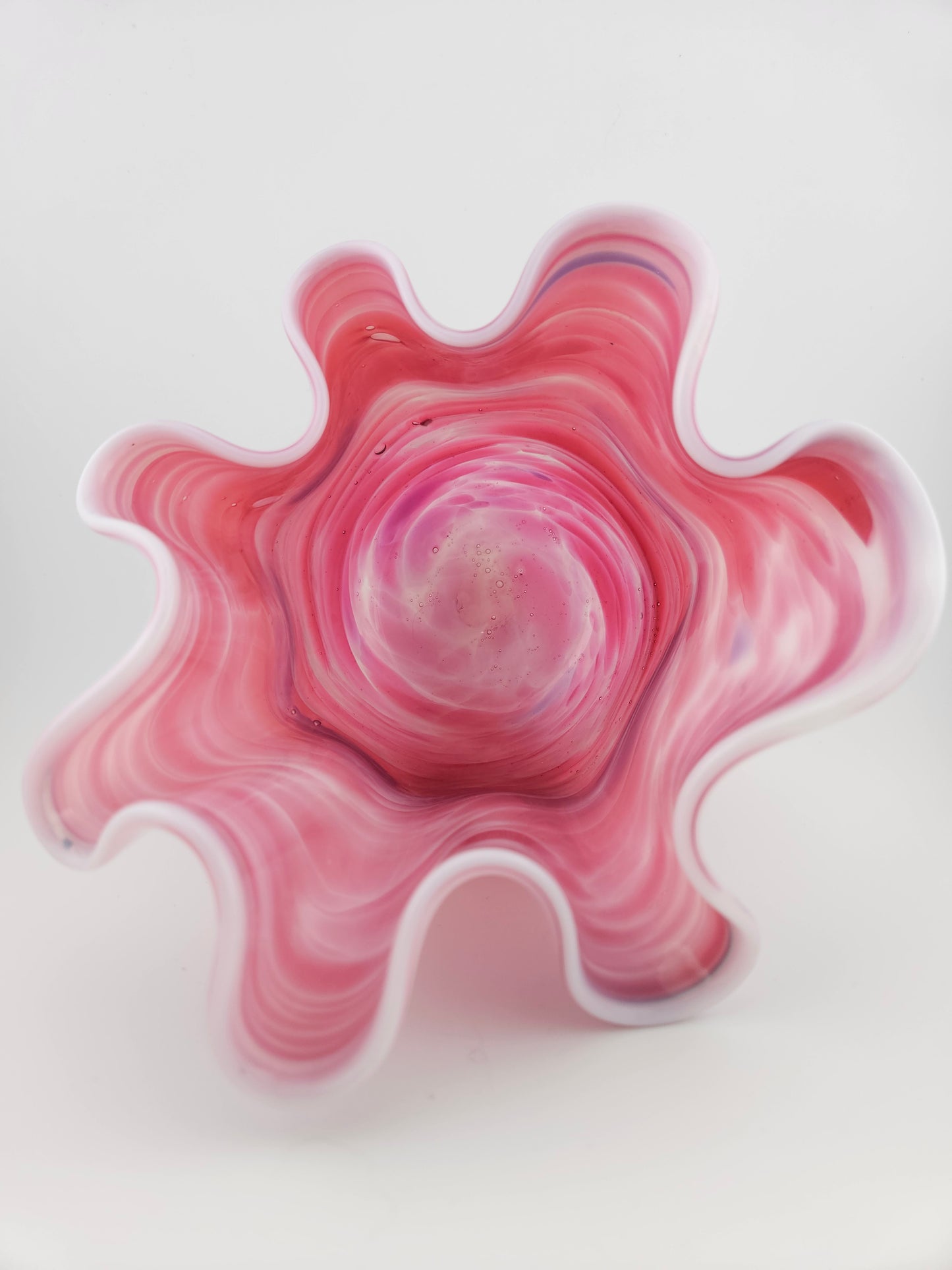Opal and Pink Art Glass Vase