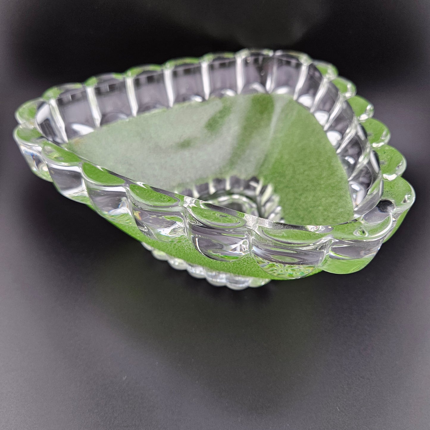 Green Sugar Frosted Triangular Bowl