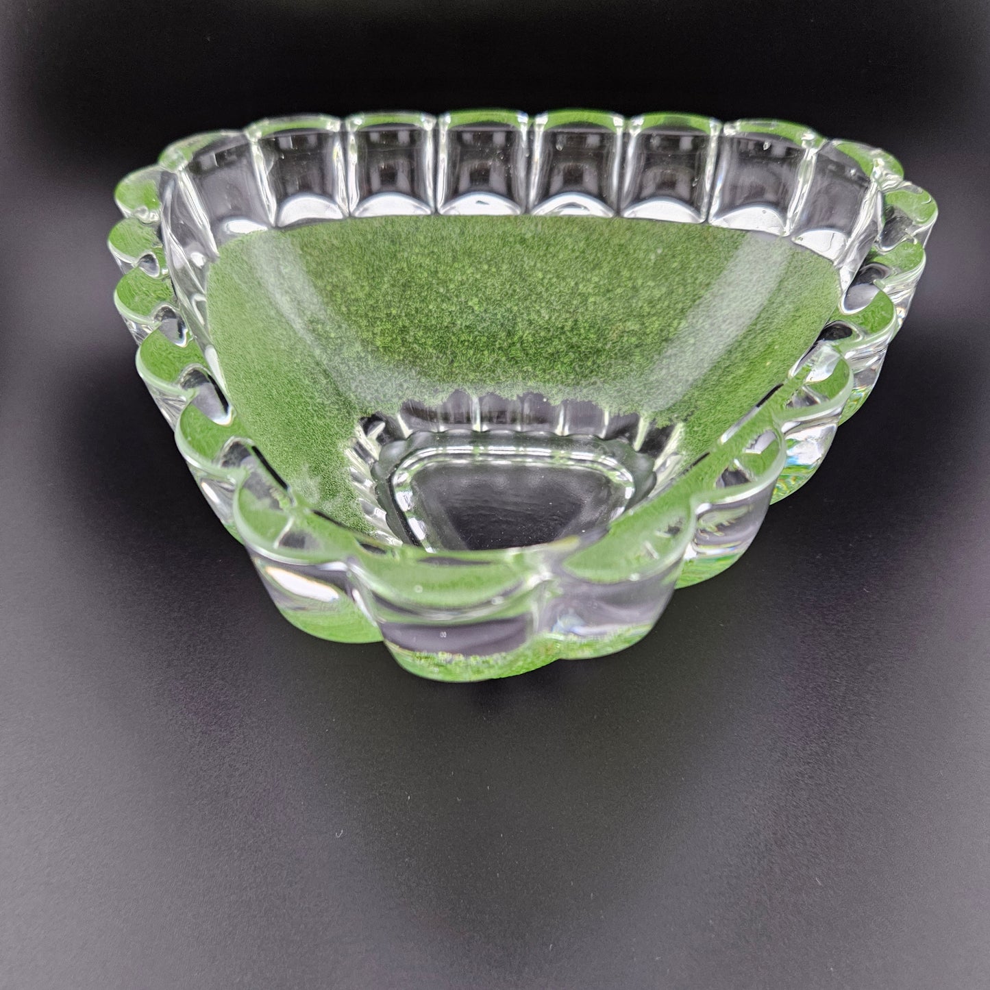 Green Sugar Frosted Triangular Bowl
