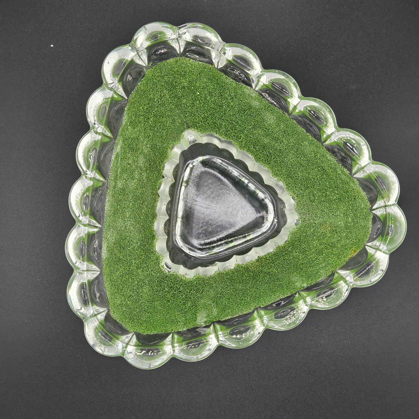 Green Sugar Frosted Triangular Bowl