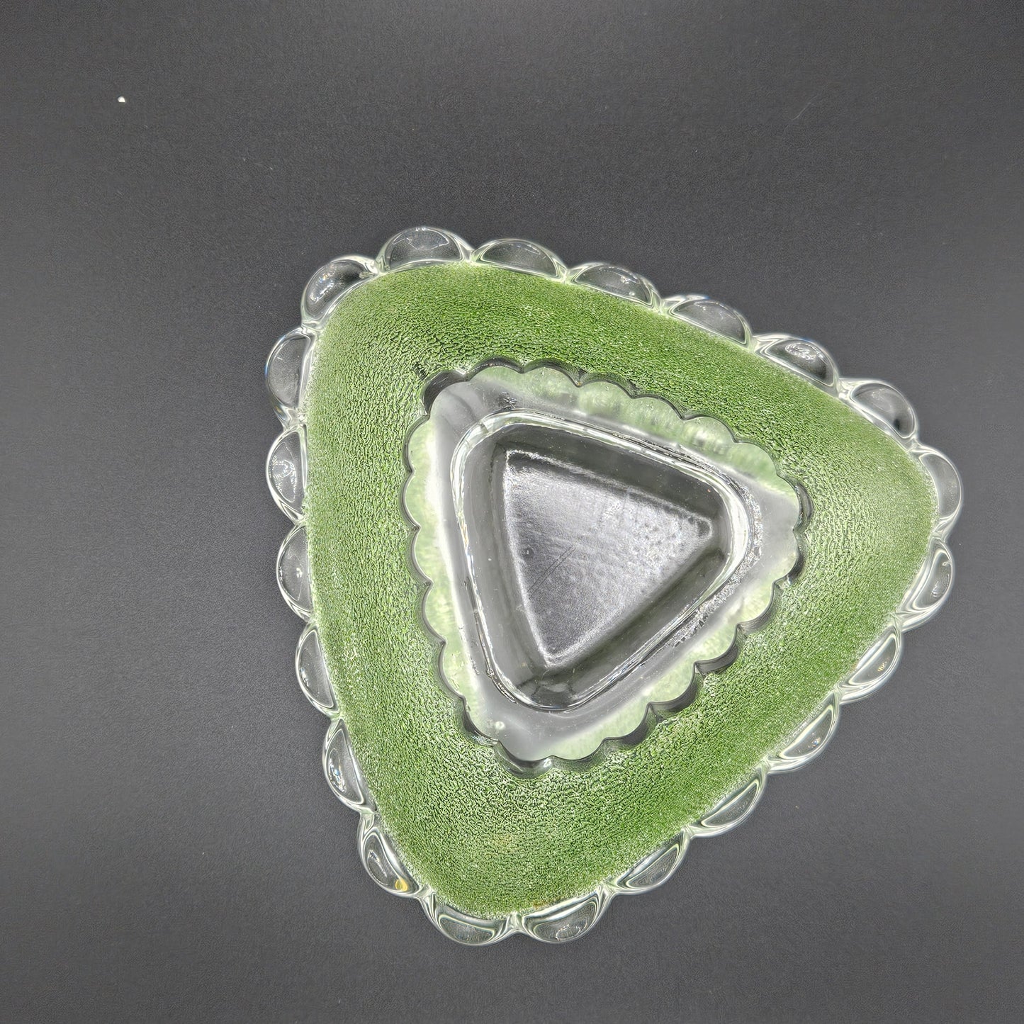 Green Sugar Frosted Triangular Bowl