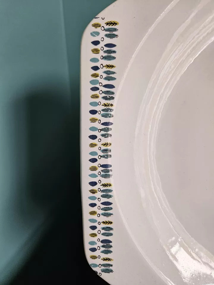 J&G Meakin Studio Serving Plate Blue Feathers/Leaves